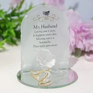 Thoughts Of You Glass Rose Sentiment Ornament - My Husband