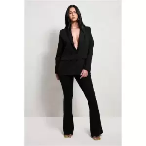 I Saw It First Black Scuba Crepe Flared Trousers - Black