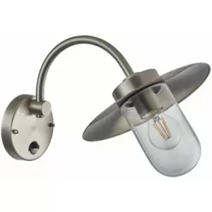 Loops - IP44 Outdoor Wall Light Brushed Steel Fisherman pir Lantern Classic Overhang