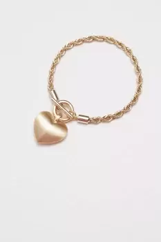 Gold Satin Puffed Heart Rope Bracelet