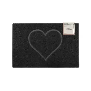 Oseasons Heart Small Embossed Doormat In Black With Open Back