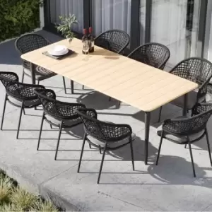 Harbour Lifestyle Cloverly 8 Seat Rectangular Dining With Teak Table - Charcoal