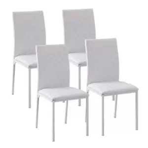 Homcom Dining Chairs Faux Leather Accent Chairs Set Of 4 White