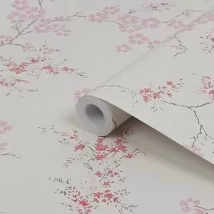 Laura Ashley Oriental Blush Blossom Smooth Wallpaper