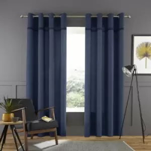 Catherinelansfield - Catherine Lansfield Melville Woven Texture Eyelet Curtains, Navy, 66 x 90 Inch