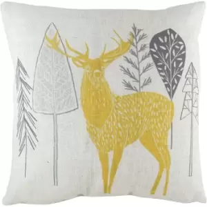 Evans Lichfield Hulder Stag Cushion Cover (One Size) (Natural/Ochre Yellow)