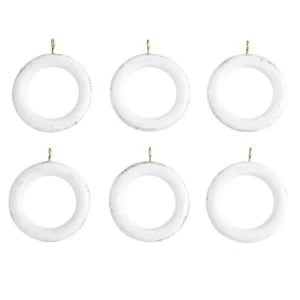 Colours Modern White Brushed Gold Wood Curtain Ring Dia35mm