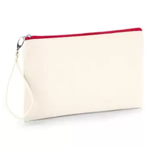 Westford Mill Canvas Wristlet Pouch (26 x 17cm) (Natural/Red)