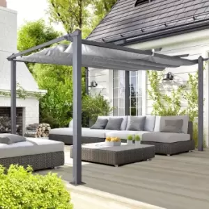 Acorn Aluminium 4m Rectangular Pergola Gazebo in Grey