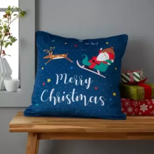 Catherine Lansfield Santas Christmas Wonderland Cushion Navy