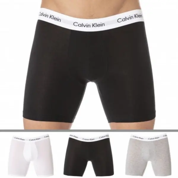 Calvin Klein 3 Pack Cotton Stretch Long Leg Boxer Briefs - Black S