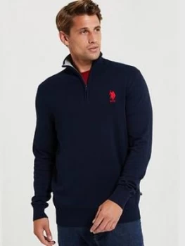 U.S. Polo Assn. U.s Polo Assn Knit Classic 1/4 Zip, Navy, Size L, Men