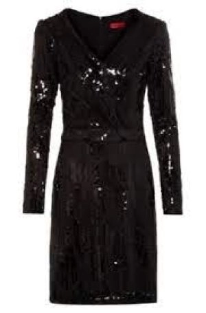 Hugo Boss Sequin Wrap Dress Black Size XS Women