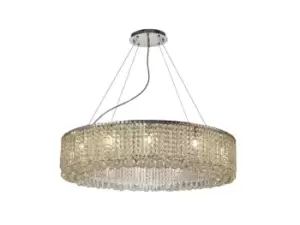 Empire IL31371 85cm Round Ceiling Pendant Chandelier, 12 Light G9, Polished Chrome, Crystal