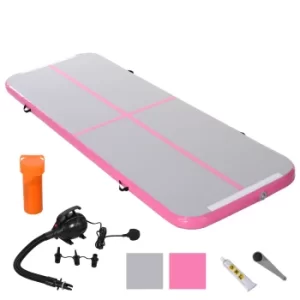 HOMCOM 3m Gymnastics Mat Inflatable PVC Yoga Training Exercise Mat Pink