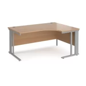 Office Desk Right Hand Corner Desk 1600mm Beech Top With Silver Frame 1200mm Depth Maestro 25 MCM16ERSB