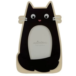 Feline Fine Black Cat Shaped Wooden Photo Frame