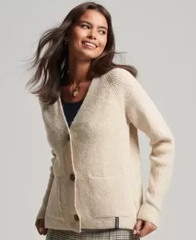 Superdry Womens Essential Super Soft Cardigan Cream / Ecru - Size: 16