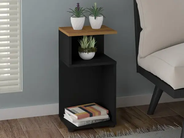 Seconique Naples Black and Pine Side Table