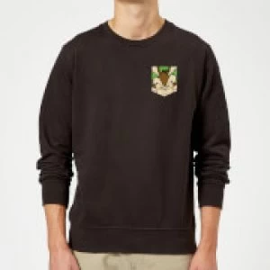 Looney Tunes Wile E Coyote Face Faux Pocket Sweatshirt - Black