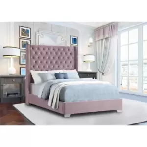 Envisage Trade - Nivana Upholstered Beds - Plush Velvet, Double Size Frame, Pink - Pink