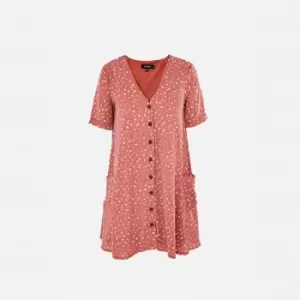 Missguided Button Through Smock Dress - Pink