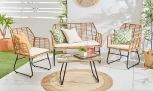 Four Piece Rattan-Effect Outdoor Furniture, Grey, Neo