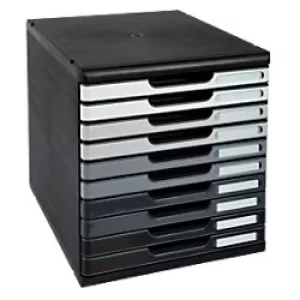 Exacompta Drawer Unit with 10 Drawers Modulo Plastic Black, Grey 28.8 x 35 x 32 cm