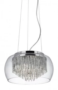 4 Light Ceiling Pendant Chrome, Glass, G9