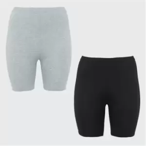 I Saw It First Plus Size Basic Cycling Shorts 2 Pack - Black