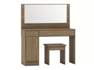 Seconique Nevada Rustic Oak 2 Drawer Pedestal Dressing Table and Stool