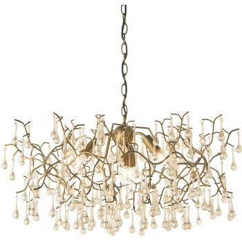 Merano Lighting - Merano Rimini 4 Light Ceiling Pendant Aged Gold Paint & Champagne Lustre Glass