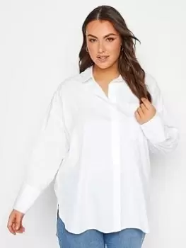 Yours Oversized Poplin Shirt White, Size 34-36, Women