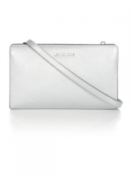 Michael Kors Jetset travel silver crossbody clutch bag Silver