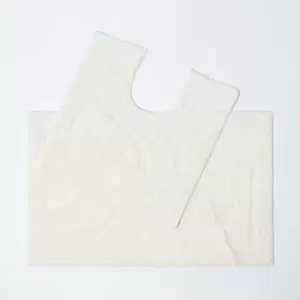 Luxury Two Piece Cotton Cream Bath Mat Set - Natural - Natural - Natural - Homescapes