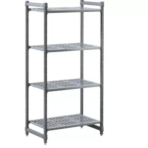 Plastic boltless shelving unit system, shelf WxD 835 x 540 mm, standard shelf unit, width 915 mm, slotted base