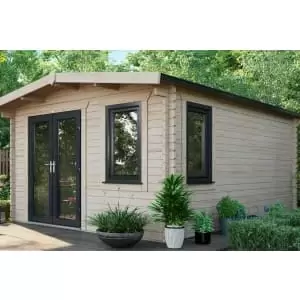 Power Sheds 16 x 12ft Left Hand Door Apex Chalet Log Cabin