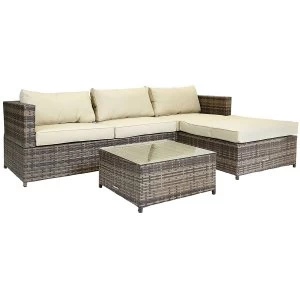 Charles Bentley Verona 3 Piece L-Shaped Rattan Lounge Set - Brown