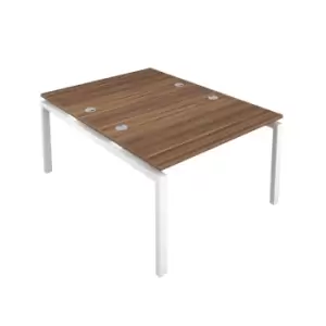 Telescopic Sliding 4 Person Dark Walnut Bench with Cable Port - 1200 X 800 - White Frame