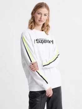 Superdry Swiss Logo Sport Crew - Optic, Optic, Size 10, Women