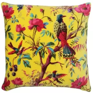 Paradise Velvet Cushion Yellow, Yellow / 50 x 50cm / Polyester Filled