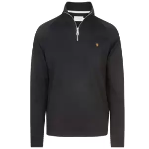 Farah Vintage Jim Half-zip Sweatshirt In Black - Size S