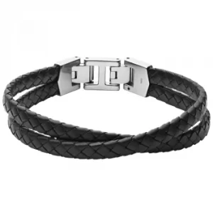 Fossil Leather Essentials Mens Braided Leather Bracelet JF03684040