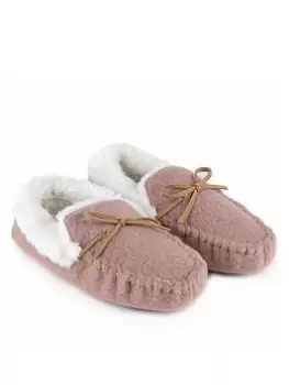 TOTES Felt Moccasin Slippers - Pink, Size 5-6, Women