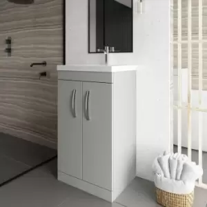 Nuie - Athena Floor Standing 2-Door Vanity Unit with Basin-1 500mm Wide - Gloss Grey Mist