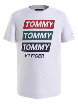 Tommy Hilfiger Boys Seasonal Graphic Short Sleeve T-Shirt - White, Size 12 Years