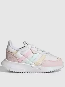 adidas Originals Infant Retropy F2, White/Pink, Size 4