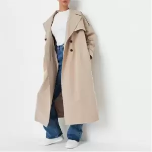 Missguided Longline Belted Trench Coat - Nude