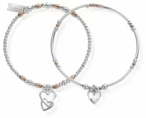 ChloBo MBSET572732 Rose And Silver Double Devotion Set Of 2 Jewellery