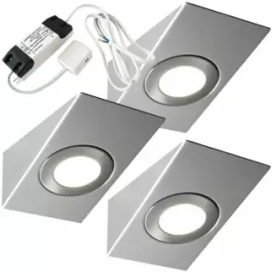 3x brushed nickel Wedge Surface Under Cabinet Kitchen Light & Driver Kit - Natural White led